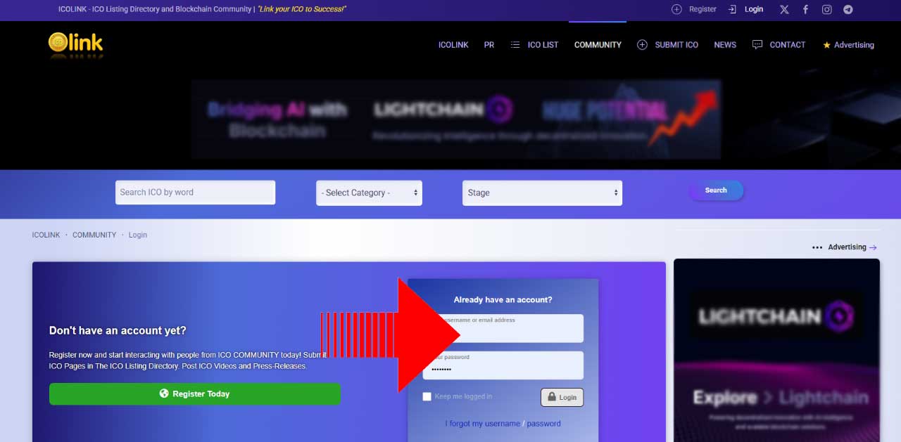 Sign-in the Social ICO Account