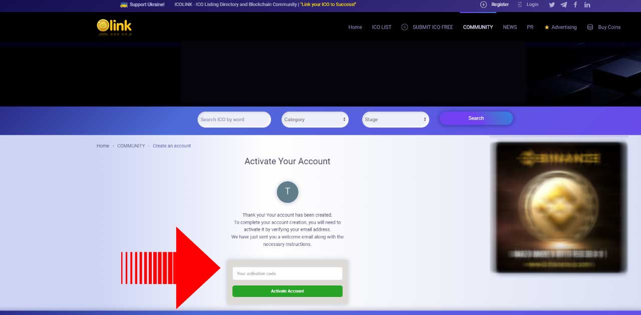 Activate Social ICO Account
